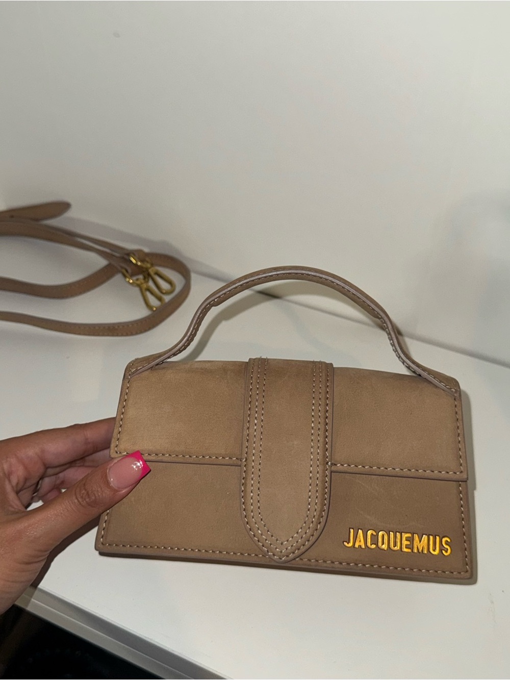 Jacquemus The Bambino Suede Mini Flap Bag